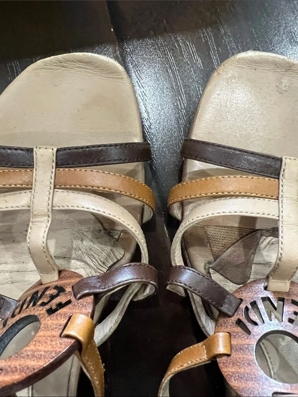 Fendi Gladiator Sandals with Wood Logo, size 39